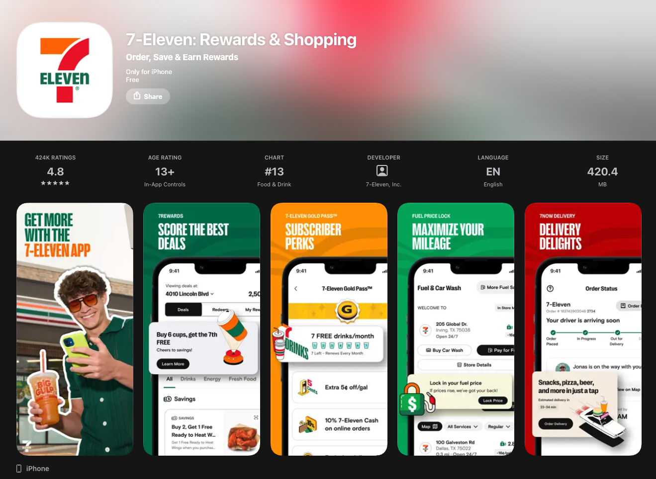 7-Eleven: Rewards & Shopping Mobile Application preview image